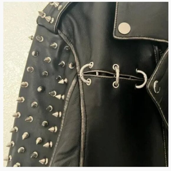 Boda Skins Studded Spike Black Leather Jacket for Miracle Workers TBS - LARGE - Picture 5 of 6